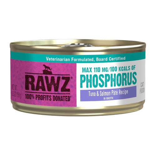 (試食優惠) RAWZ Phosphorus ((Tuna & Salmon Pate Recipe)) in Broth 5.5oz 低磷系列 吞拿魚+三文魚肉醬 營養補充罐 貓罐頭 156g (WCRPF24)